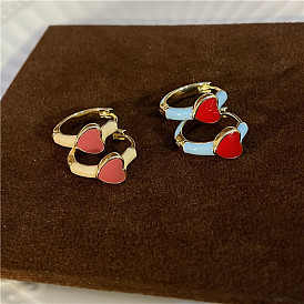 Fashion medieval enamel earring female love drop glaze red and blue color contrast earrings earrings niche earrings Baibaihe same style
