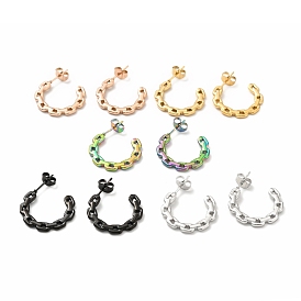 304 Stainless Steel Curb Chain Shape Stud Earrings for Women