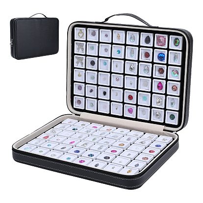 Органайзеры для бриллиантов из искусственной кожи, в комплекте 96небольшие квадратные пластиковые чехлы из АБС-пластика и 1ткань, откидные крышки и губка, для драгоценных камней, алмаз