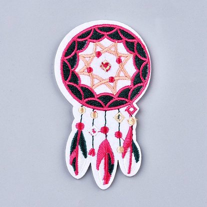 Computerized Embroidery Cloth Iron on/Sew on Patches, Costume Accessories, Appliques, Woven Net/Web with Feather