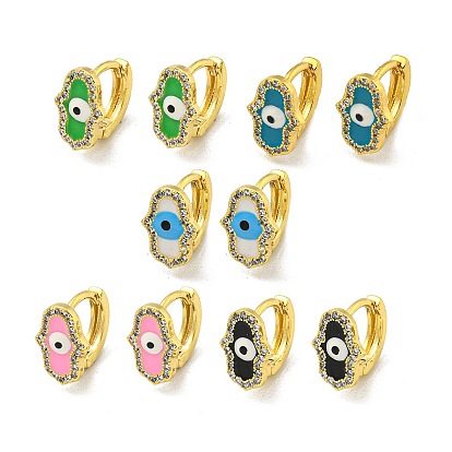 Messing micro pave zirkonia ohrreifen, mit Emaille, golden, Auge