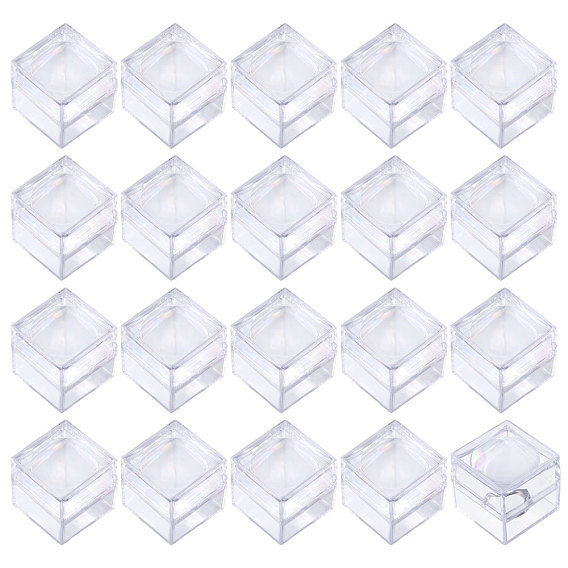 20шт. прозрачные пластиковые кольцевые увеличительные коробки, кубики-лупы для монет, ювелирные изделия, камни, образцы, квадратный