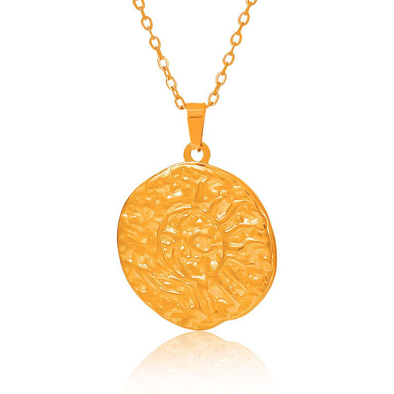 304 Женские ожерелья с подвесками в виде дисков из текстурированной нержавеющей стали