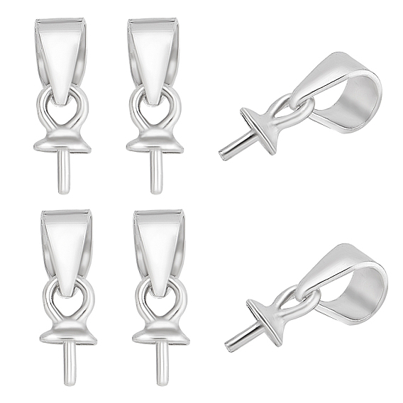 6Pcs Anti-Tarnish Rhodium Plated 925 Sterling Silver Snap on Bails
