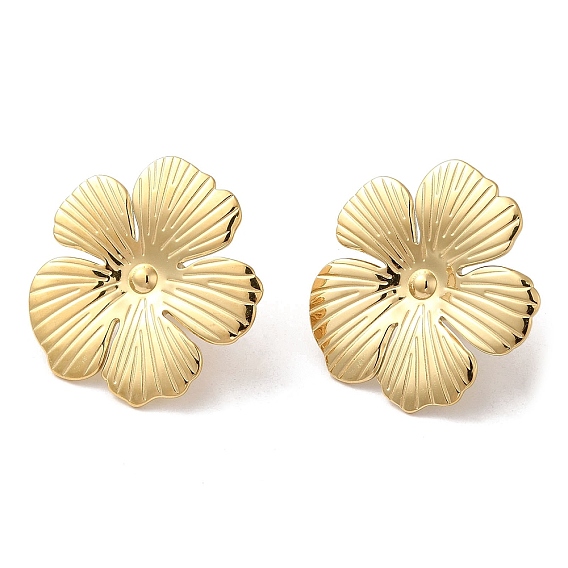 Recubrimiento de iones (ip) 304 aretes de acero inoxidable, flor