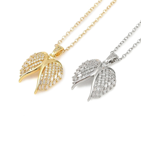 Латунные микропаве прозрачные кубические цирконии ожерелья с подвесками в виде крыльев ангела