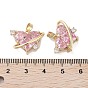 Valentine's Day Heart Charms Rack Plating Brass Micro Pave Pearl Pink Cubic Zirconia Charms, Long-Lasting Plated, Cadmium Free & Lead Free