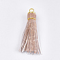 PU Leather Tassel Big Pendants Decorations, Imitation Snake Skin, with Alloy Findings, Golden