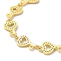Clear Cubic Zirconia Hollow Heart Key Link Chain Bracelet, Rack Plating Brass Jewelry for Women, Lead Free & Cadmium Free, Long-Lasting Plated