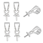 6Pcs Anti-Tarnish Rhodium Plated 925 Sterling Silver Snap on Bails