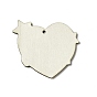 Father's Day Single Face Printed Aspen Wood Pendants, Heart with Word I Love You Dad Charm