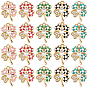 20Pcs 5 Colors Alloy Enamel Pendants, with Rhinestone and ABS Plastic Imitation Pearl Beads, Clover with Tartan Pattern
