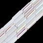 Electroplate Imitation Jade Glass Beads Strands, Tube, Rainbow Plated, Half Plated