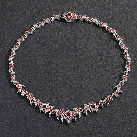 Ожерелья-цепочки с шипами в виде глаз и латунными подвесками из темно-красного кубического циркония для мужчин