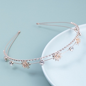 Metal Micro Pave Cubic Zirconia Hair Bands, Hair Accessories for Woman Girls, Flower