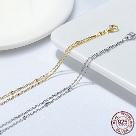 925 Bracelet de cheville en chaîne torsadée double couche en argent sterling avec perles pour femmes, avec cachet s