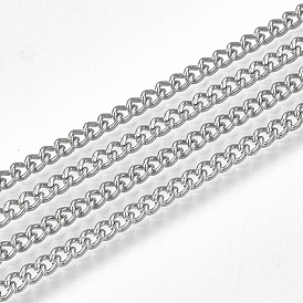 304 Stainless Steel Curb Chains, with Spool, Unwelded