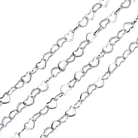 304 Stainless Steel Cross Chains, Decorative Heart Chains, Soldered, 4x0.5mm