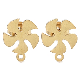 Windmill Butterfly Ion Plating(IP) 304 Stainless Steel Stud Earring Findings, with Loop