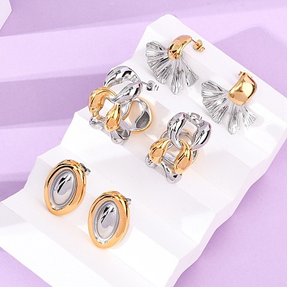 304 двухцветные серьги-гвоздики из нержавеющей стали