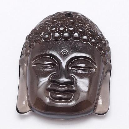 Pendentifs en forme d'obsidienne en cristal de glace naturelle, Bouddha