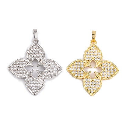 Подвески из латуни и прозрачного циркония с покрытием стойки, без кадмия и без свинца, долговечный, клевер