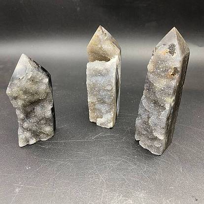 Point Tower Natural Gemstone Home Display Decoration, Healing Stone Wands, for Reiki Chakra Meditation Therapy Decoration, Hexagon