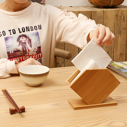 Hotel restaurant restaurant desktop paper box advertising lettering napkin storage box simple bamboo tissue box