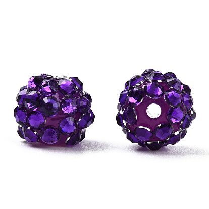 Transparent Resin Rhinestone Graduated Beads, with UV Plating Acrylic Round Beads Inside