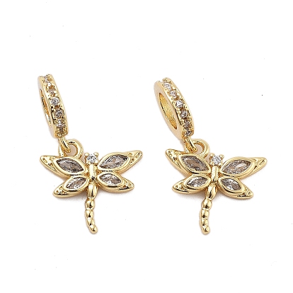 Стойка покрытие латунь прозрачный кубический цирконий европейские подвески-шармы, подвески с большими отверстиями в виде насекомых, реальный 18 k позолоченный, долговечный, без кадмия и без свинца