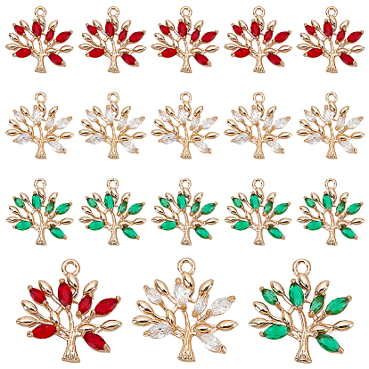 18 шт 3 цвета кулоны из латуни, микропаве, циркония, золотой свет, долговечный, дерево