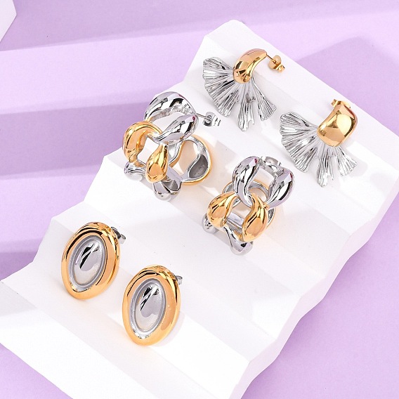 304 двухцветные серьги-гвоздики из нержавеющей стали