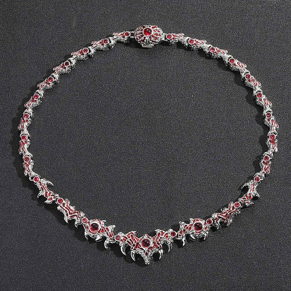 Ожерелья-цепочки с шипами в виде глаз и латунными подвесками из темно-красного кубического циркония для мужчин