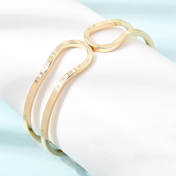 Brass Hollow Hinged Cuff Bangles for Women, Rack Plating, Long-Lasting Plated, Lead Free & Cadmium Free