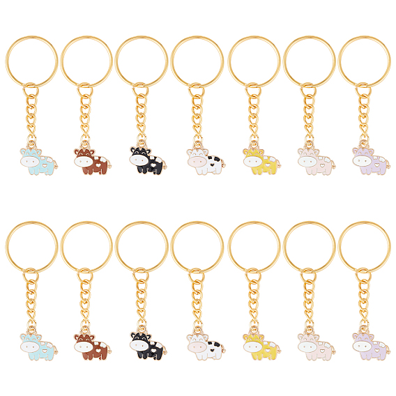 Милый брелок с подвеской из коровьей эмали, с железной фурнитурой, для брелка, кошелек, украшение для рюкзака