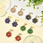 Flower Glass Beaded Dangle Earrings, Brass Seed Beads & 304 Stainless Steel Stud Earrings for Women, Golden