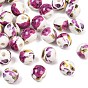 Floral Printed Porcelain Beads, Flower Patterned Ceramic Beads, Round