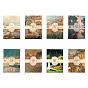 50Pcs Scrapbooking Paper, for DIY Album Scrapbook, Background Paper, Diary Decoration, Rectangle with Scenery Pattern