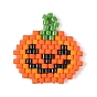 Halloween Glass Seed Beaded Pendants, Jack o Lantern Charm