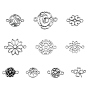 20Pcs 10 Styles Tibetan Style Alloy Connector Charms, Flower & Chakra Sahasrara & Clover, for Mother's Day Gift Making