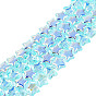 Plaquent verre transparent perles brins, étoiles, de couleur plaquée ab , demi-plaqué