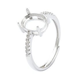 Ajustable 925 componentes del anillo de plata esterlina, con circonita, por medio perforó perlas