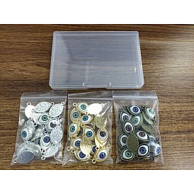 NBEADS Plastic Links Connectors, with Mixed Color Alloy Findings, Evil Eye, Colorful
