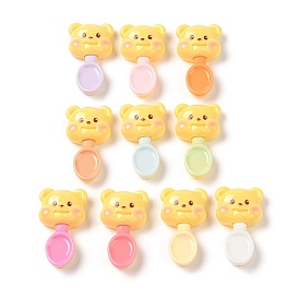 Opaque Resin Decoden Cabochons, Yellow Bear Spoon