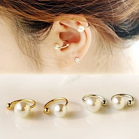 Elegantes pendientes de clip de perlas para orejas no perforadas - pendientes invisibles (e632)