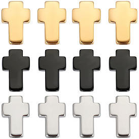 12Pcs 3 Colors 304 Stainless Steel Beads, Cross