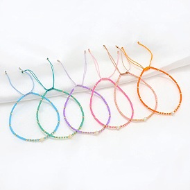 Регулируемые браслеты в богемном стиле из искусственного жемчуга и стеклянного бисера, плетеные для женщин., колонка