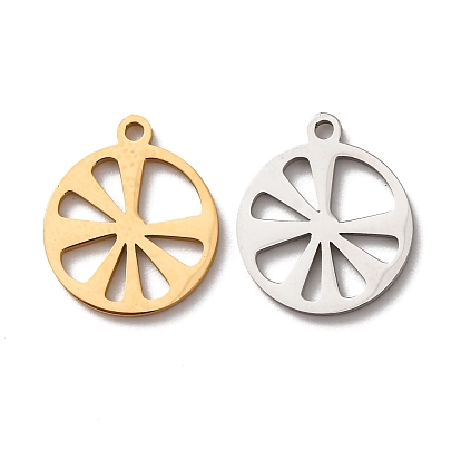 Полые 304 из нержавеющей стали кулоны, очарование дольки лимона