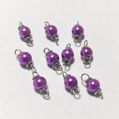 10pcs breloques connecteurs en perles de verre, avec alliage & 304 apprêts en acier inoxydable
