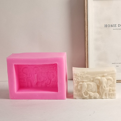 DIY Handmade Soap Silicone Molds, Rectangle with Elephant